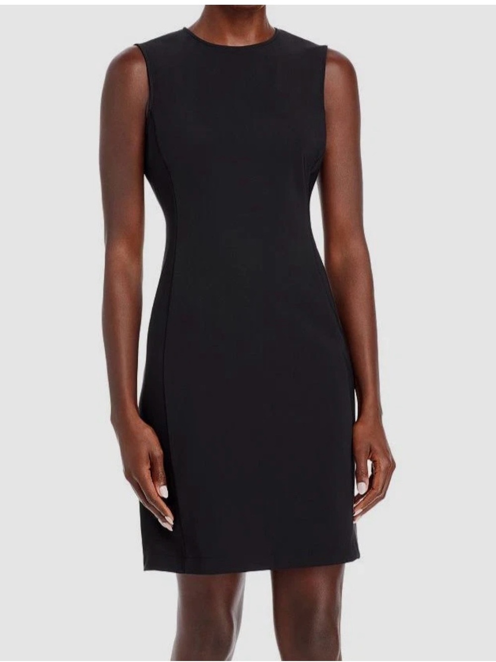 Theory Black Ponte Fitted Sleeveless Sheath Dress